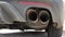 Dirty double exhaust pipe of sports car with running engine