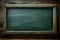 Dirty erased chalk texture empty green chalkboard with wooden frame