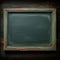 Dirty erased chalk texture empty green chalkboard with wooden frame