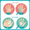 Dirty Hands. Clear Hands. Before And After. Hand Hygiene Flat Vector Icons In The Circle.