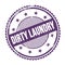 DIRTY LAUNDRY text written on purple indigo grungy round stamp