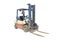 Dirty and muddy working fork lift isolated