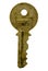 Dirty Old Brass Key on a White Background