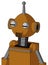 Dirty-Orange Mech With Rounded Head And Speakers Mouth And Two Eyes And Single Antenna