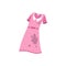 Dirty smely pink dress with many stains in flat vector illustration isolated