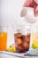 Dirty soda, soda and creamer alcohol free mocktail