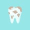 Dirty spoted tooth, cute colorful vector icon illustration
