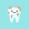 Dirty spoted tooth with emotional face, cute colorful vector icon illustration