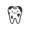 Dirty spoted tooth with emotional face, cute vector icon illustration