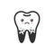 Dirty spoted tooth with emotional face, cute vector icon illustration