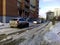 Dirty uncleaned roads in Novosibirsk loose snow in the spring prevents the passage of cars