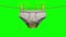 Dirty underwear hanging. 3D animation in cartoon style. Green screen, loopable.