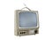 Dirty Vintage Portable Television Isolated with Turned Off Screen