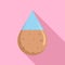 Dirty water drop icon, flat style