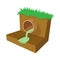 Dirty water flows from a pipe icon, cartoon style