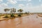 Dirty water river in desert, Africa