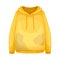 Dirty Yellow Hoodie with Stain and Spots as Used Clothes for Laundry Vector Illustration