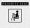 Disabilities or cripple with crutches sign. Priority seating for customers, special place icon isolated on background.