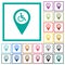 Disability accessibility GPS map location flat color icons with quadrant frames