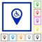 Disability accessibility GPS map location flat framed icons