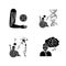 Disability black glyph icons set on white space