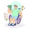 Disability compensation icon, cartoon and flat style