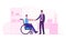 Disability Employment, Work for Disabled People Concept. Handicapped Man Sit in Wheelchair Shaking Hand with Boss