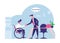 Disability Employment, Work for Disabled People Concept. Handicapped Man Sit in Wheelchair Shaking Hand with Boss