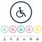 Disability flat color icons in round outlines