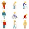 Disability flat icons. People signs