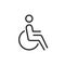 Disability icon vector illustration, man on wheelchair.