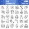 Disability line icon set, caring for sick symbols collection or sketches. Healthcare linear style signs for web and app