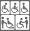 Disability people pictograms flat icons on white