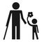 Disability person and healthy kid icon, simple style