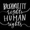 Disability right are human rights lettering quote