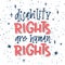 Disability right are human rights lettering quote