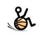 Disability sign. Disabled man in a wheelchair in form of a basketball