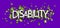 Disability sign over cut out green foil ribbon confetti background