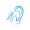 Disability to hear blue icon, Deaf icon, Hearing and ear icon