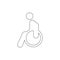 Disability wheelchair outline icon. Signs and symbols can be used for web, logo, mobile app, UI, UX