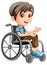 Disable man cartoon sitting on wheelchair