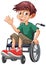 Disable man cartoon sitting on wheelchair