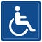 Disable person sign on a blue background