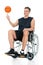 Disabled basketball player spinning ball