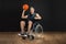 Disabled basketball player throwing ball