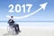 Disabled businessman with number 2017 and arrow