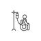 disabled carriage, patient, injection, system line icon on white background