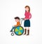 Disabled child in a wheelchair with parent