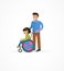 Disabled child in a wheelchair with parent