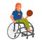 A disabled child in a wheelchair plays basketball like other people